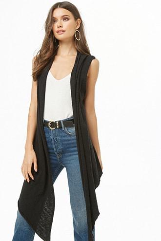 Forever21 Hooded Open-front Vest