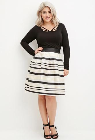 Forever21 Plus Striped Organza Skirt