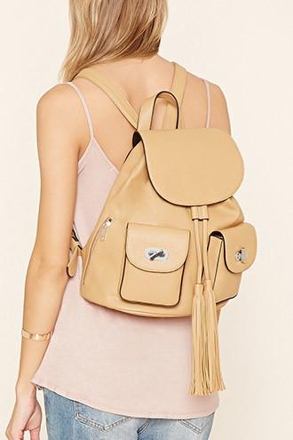 Forever21 Faux Leather Tassel Backpack