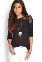 Forever21 Ornate Lace Linen Top