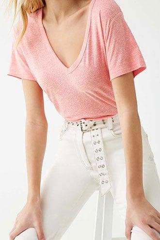 Forever21 Marled Slub V-neck Tee