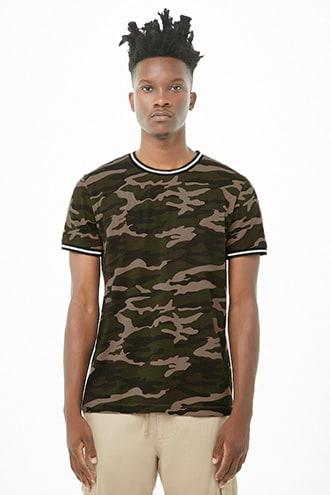 Forever21 Camo Varsity Ringer Tee
