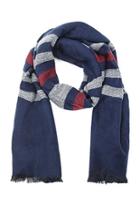 21 Men Striped And Frayed Scarf