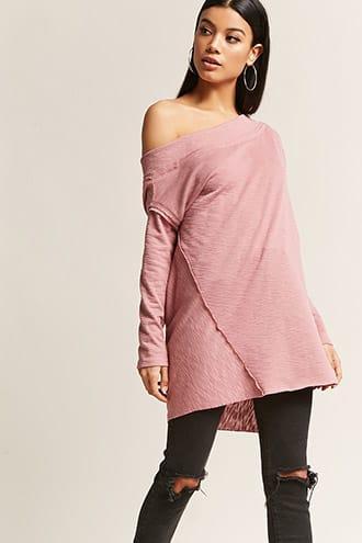 Forever21 Raw-cut Boat Neck Top