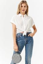 Forever21 Eyelet Self-tie Button-down Shirt