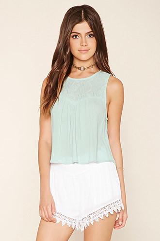 Forever21 Women's  Embroidered Gauze Blouse