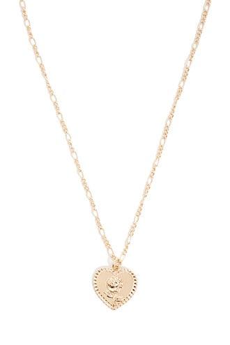 Forever21 Floral Heart Pendant Chain Necklace