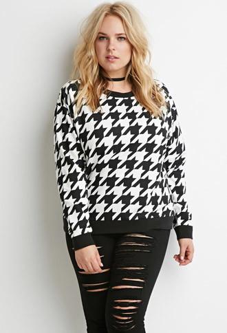 Forever21 Plus Houndstooth Print Sweatshirt