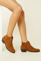 Forever21 Women's  Camel Faux Suede Ankle Booties