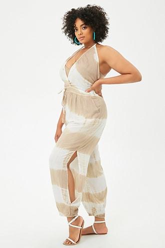 Forever21 Plus Size Boho Me Tie-dye Halter Jumpsuit
