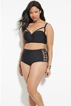 Forever21 Plus Women's  Black Plus Size Caged Bikini Bottoms