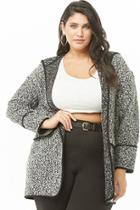 Forever21 Plus Size Hooded Marled Open Front Jacket