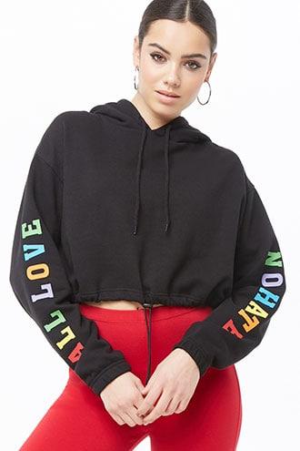 Forever21 Hooded All Love Graphic Top
