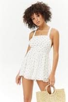 Forever21 Rose Print Crisscross Back Romper
