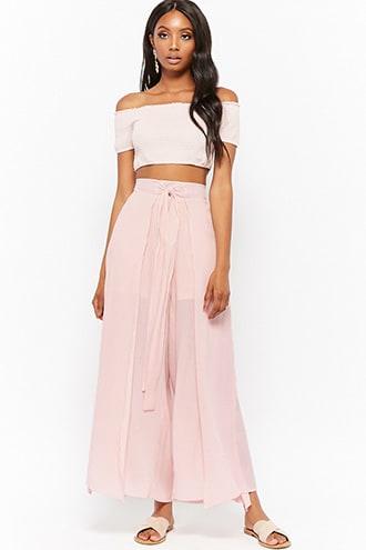 Forever21 Crinkled Self-tie Split-leg Pants