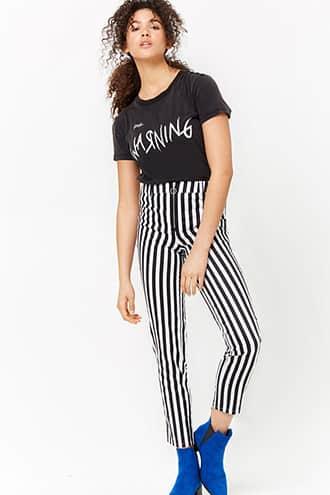 Forever21 Striped Pull-ring Pants