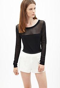 Forever21 Mesh-paneled Sweater