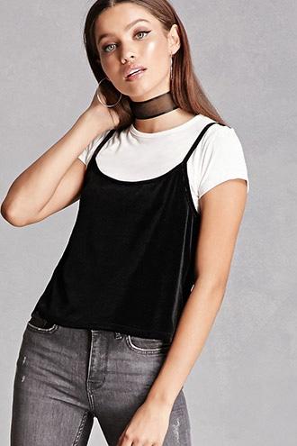 Forever21 Velvet Twofer Crop Top