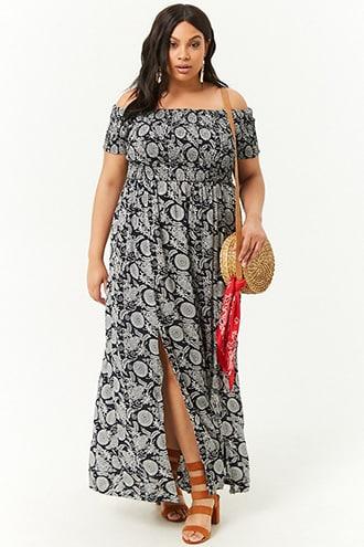 Forever21 Plus Size Geo Swirl Print Maxi Dress