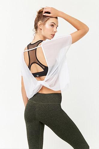 Forever21 Active Sheer Mesh Twist-back Top