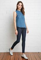 Forever21 Women's  Buttoned Pocket Shirt (blue)