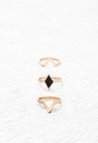 Forever21 Cutout Geo Ring Set (gold/black)