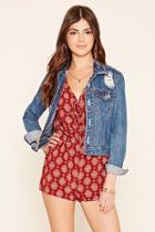 Forever21 Abstract Print Lace-up Romper