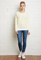 Forever21 Striped French Terry Sweater (cream/yellow)