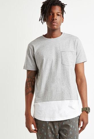 Forever21 Heathered Colorblock Longline Tee