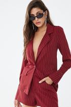 Forever21 Pinstriped Button-front Blazer