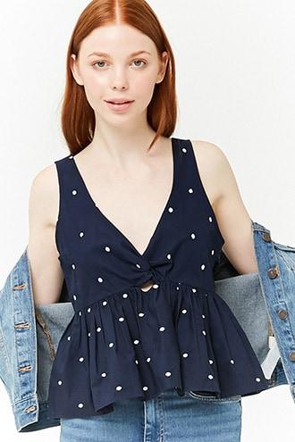 Forever21 Polka Dot Twist-front Top