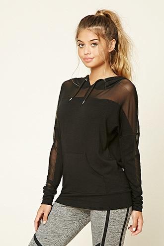 Forever21 Women's  Black Active Mesh Panel Pullover