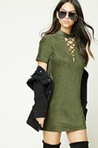 Forever21 Faux Suede Strappy-front Dress