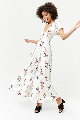 Forever21 Floral Surplice Maxi Wrap Dress