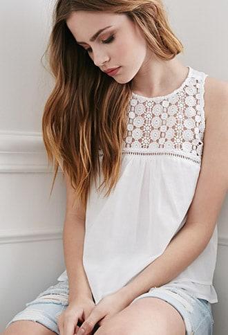 Forever21 Crochet Layered Top