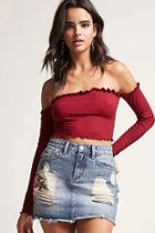 Forever21 Denim Rose Applique Skirt