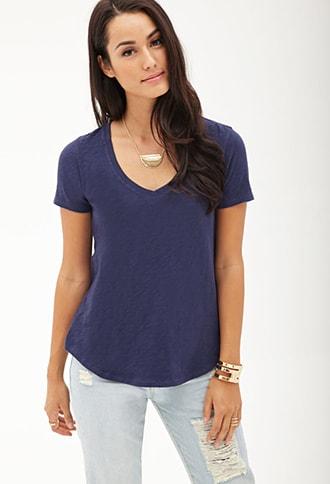 Forever21 Contemporary Slub Jersey V-neck Tee