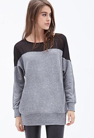 Forever21 Sheer Insert Heathered Sweater