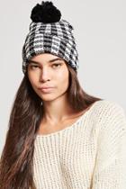 Forever21 Plaid Pom Pom Beanie