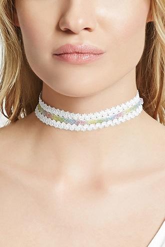 Forever21 Rainbow Glitter Crochet Choker