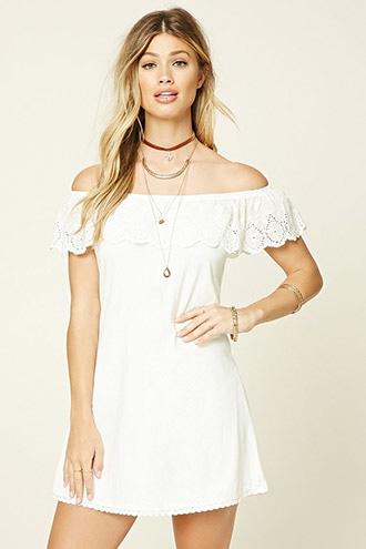 Forever21 Women's  Off-the-shoulder Eyelet Dress