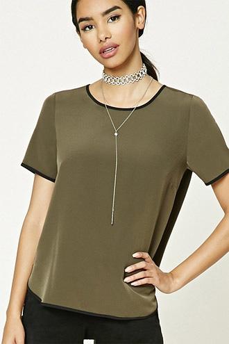 Forever21 Women's  Dolphin Hem Ringer Top