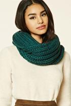 Forever21 Green Ribbed Knit Infinity Scarf