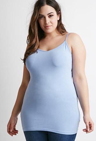 Forever21 Plus Women's  Longline Knit Cami (periwinkle)