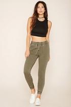 Forever21 Women's  Olive Heathered Knit Sweatpants