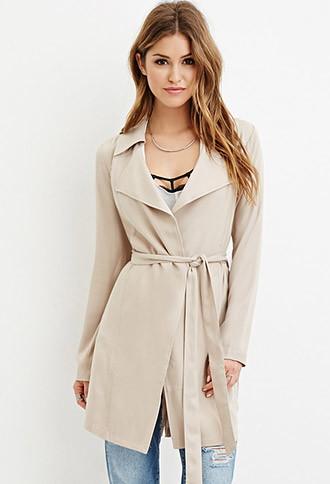 Forever21 Women's  Longline Belted Coat
