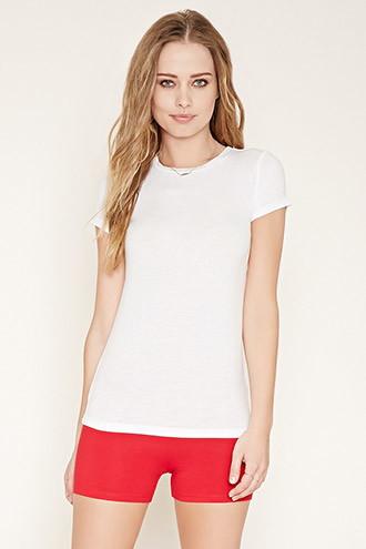 Forever21 Women's Red Cotton-blend Shorts