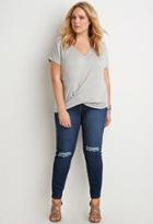 Forever21 Plus Heathered Twist-front Top