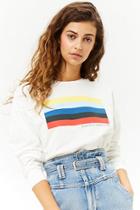 Forever21 French Terry Striped Graphic Sweater