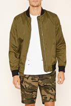 21 Men Men's  Olive Zip-up Bomber Jacket